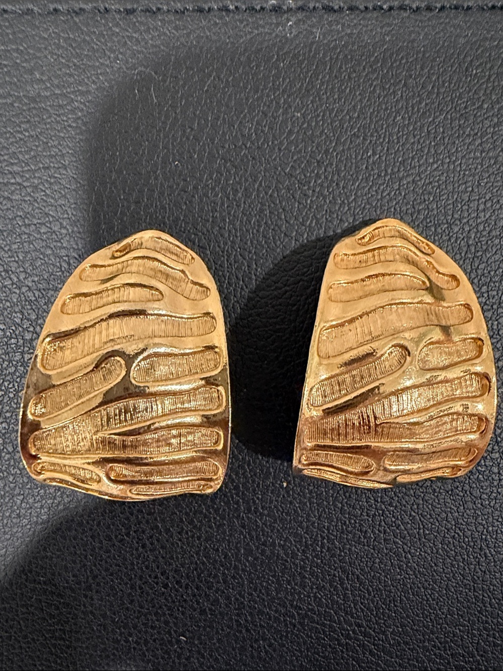 Gold-Tone Textured Clip Earrings - Women's Fashion Jewelry
